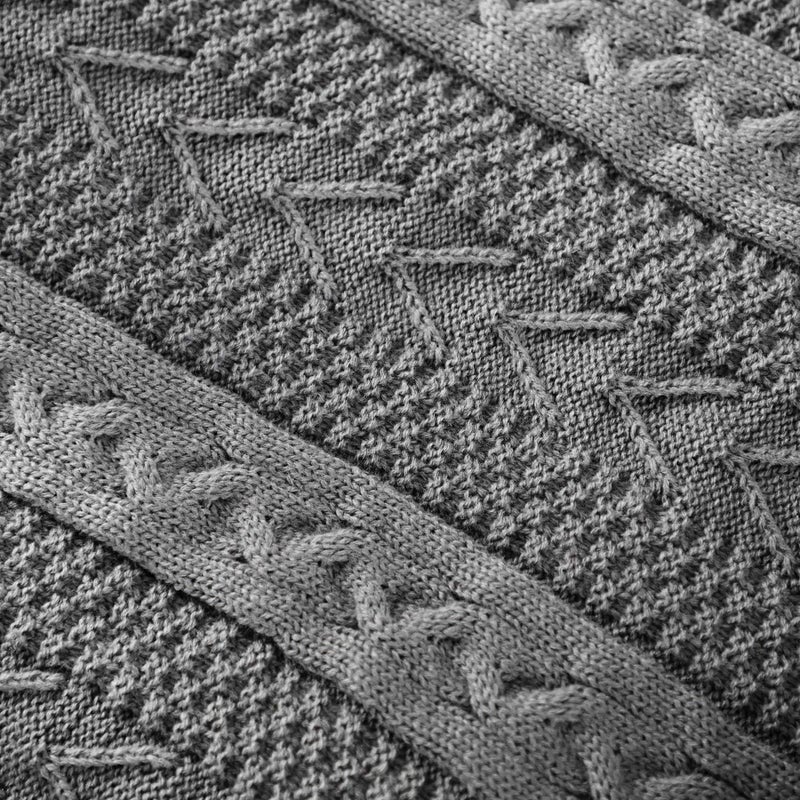 Longhui bedding Acrylic Cable Knit Sherpa Throw Blanket - Thick, Soft, Big, Cozy Grey Knitted Fleece Blankets for Couch, Sofa, Bed - 60 x 80 Inches Gray Coverlet, 5.2 Pounds - Image 3
